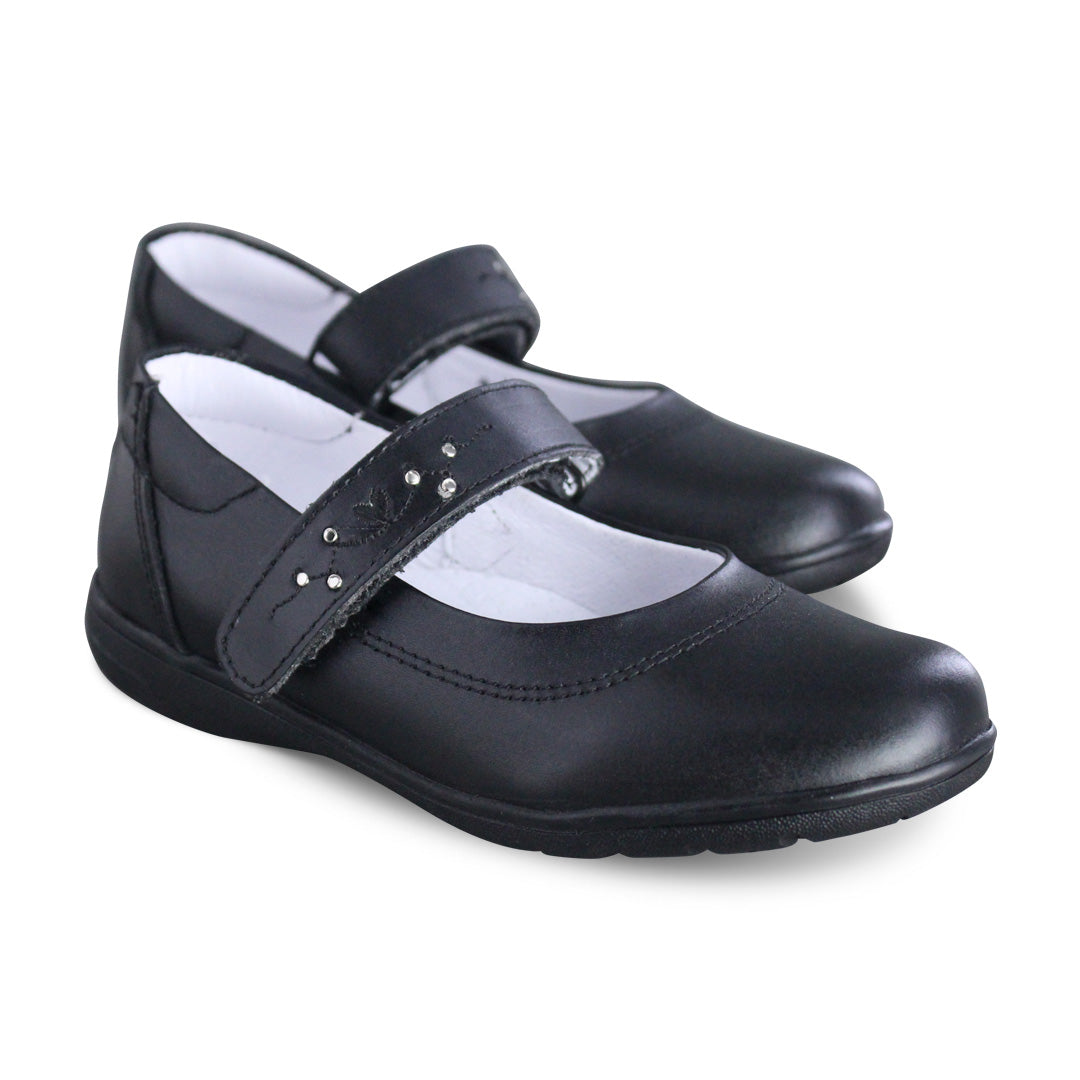 Calzado Escolar Niña 9254 Piel Negro con Velcro
