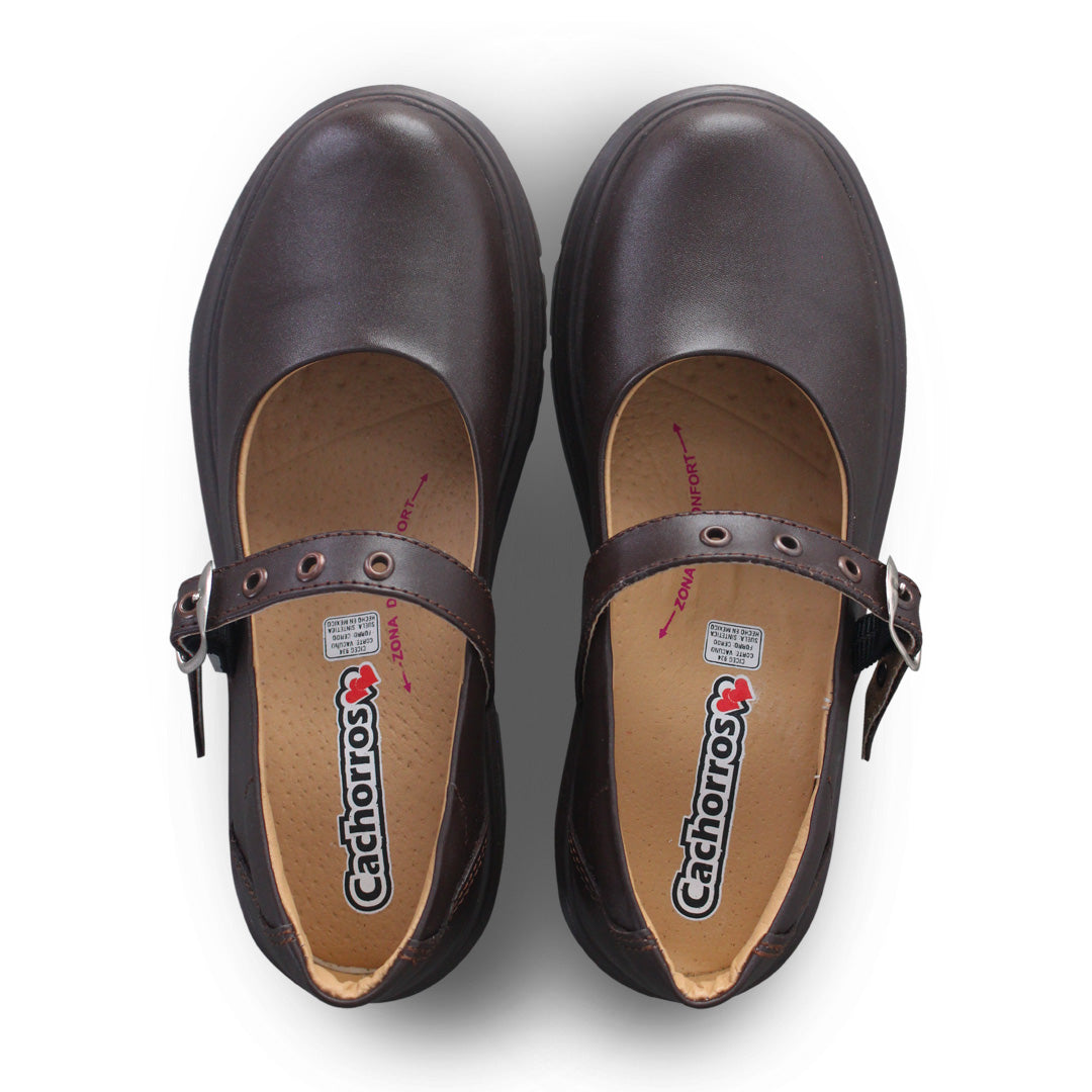 Zapato Escolar Niña 9260 Piel Café