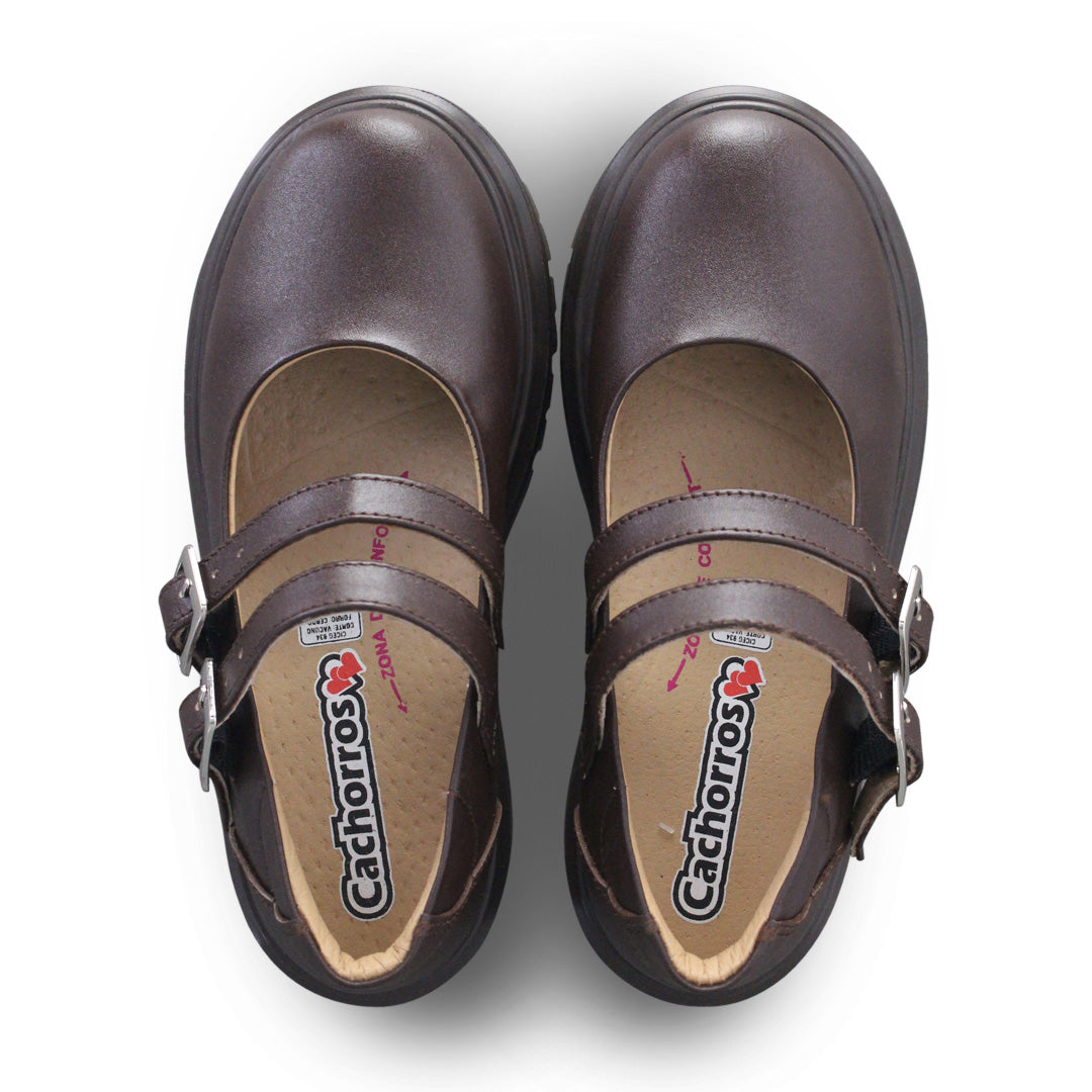 Zapato Escolar Niña 9280 Piel Café