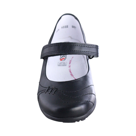 Calzado Escolar Niña 9322 Piel Negro con Velcro