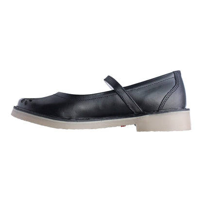 Zapato Escolar Niña 9346 Piel Negro con Suela Goma y Hebilla