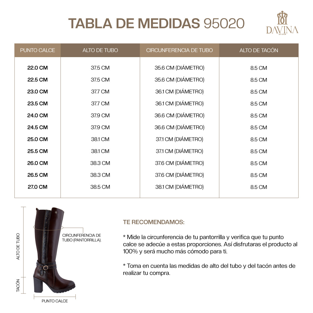Bota Alta Dama 95020 Davina Piel Brandy (Café)