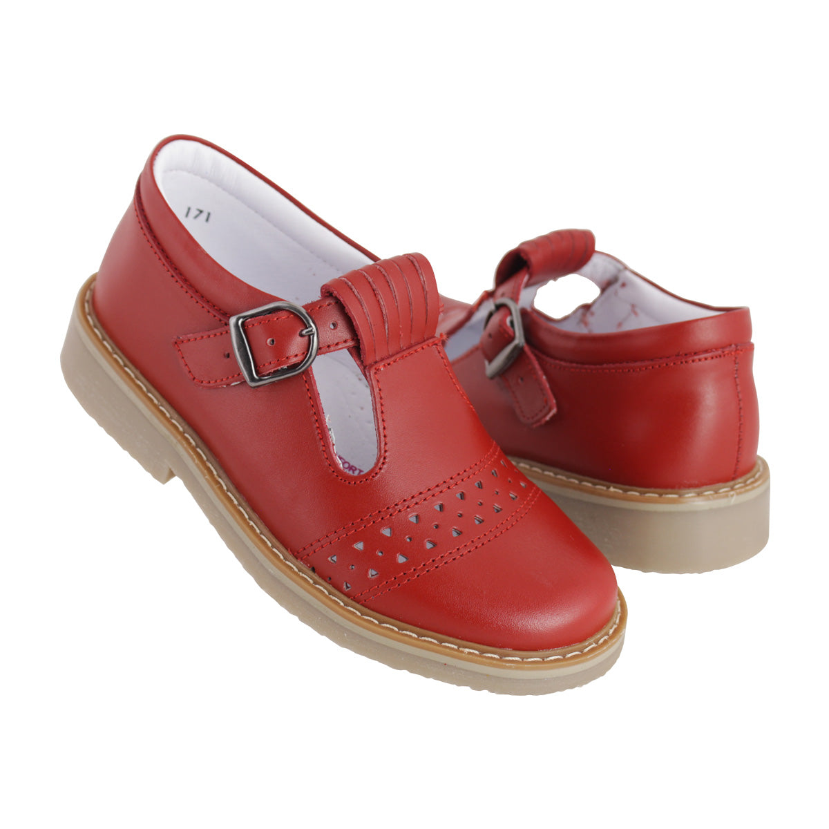 Zapato Escolar Niña 9532 Piel Rojo