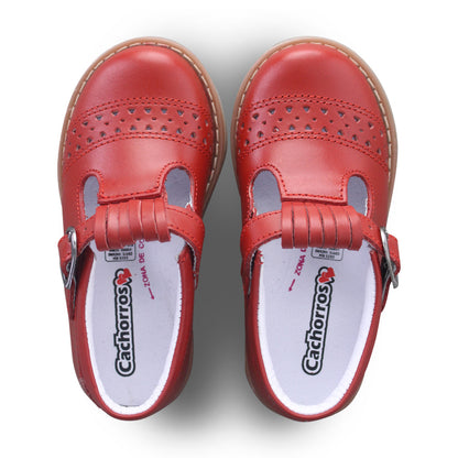 Zapato Escolar Niña 9532 Piel Rojo