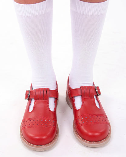 Zapato Escolar Niña 9532 Piel Rojo