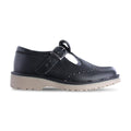 Zapato Escolar Niña 9533 Piel Negro Hebilla suela Goma