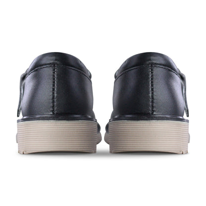 Zapato Escolar Niña 9533 Piel Negro Hebilla suela Goma
