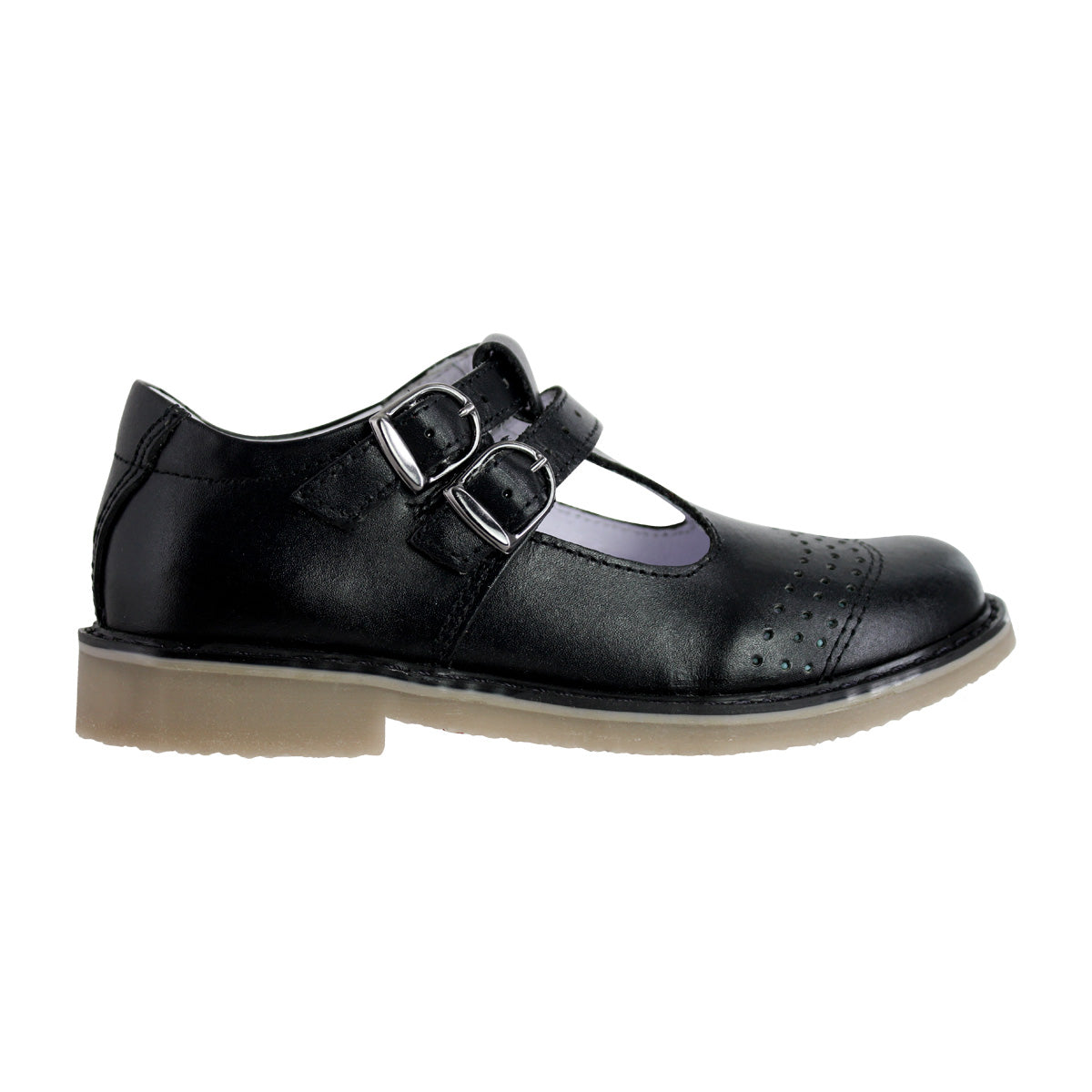 Zapato Escolar Niña 9553 Piel Negra Sula de Goma Lucy