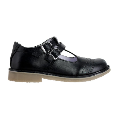 Zapato Escolar Niña 9553 Piel Negra Sula de Goma Lucy