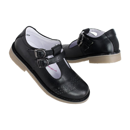 Zapato Escolar Niña 9553 Piel Negra Sula de Goma Lucy