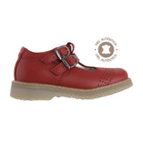Zapato Escolar Niña 9553 Piel Rojo Doble Hebilla