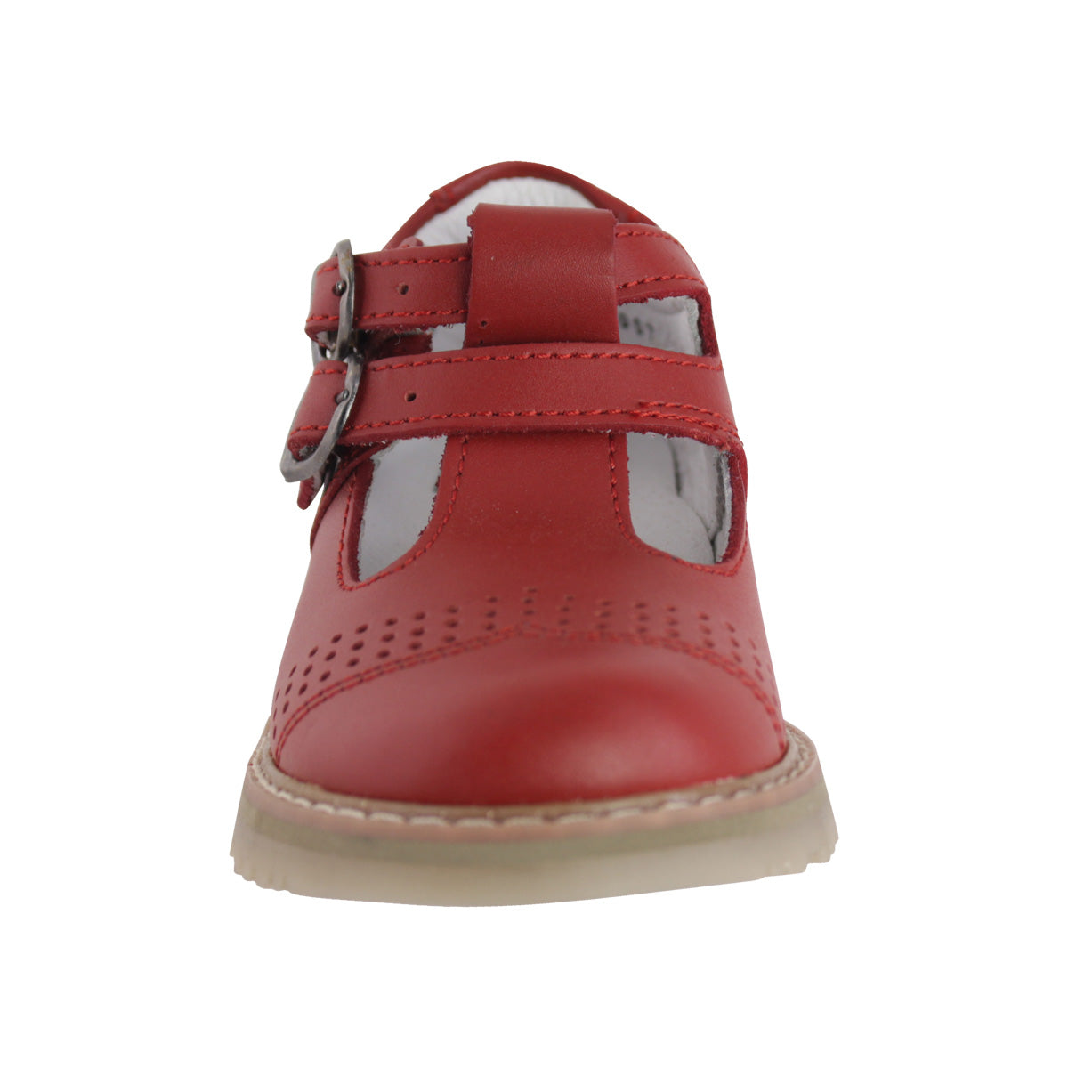 Zapato Escolar Niña 9553 Piel Rojo Doble Hebilla