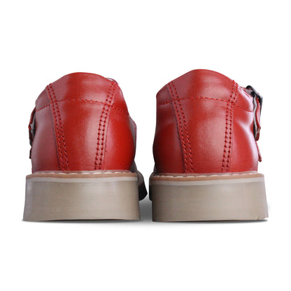 Zapato Escolar Niña 9553 Piel Rojo Doble Hebilla