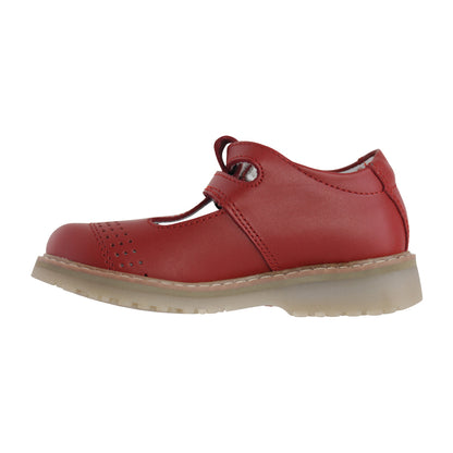 Zapato Escolar Niña 9553 Piel Rojo Doble Hebilla