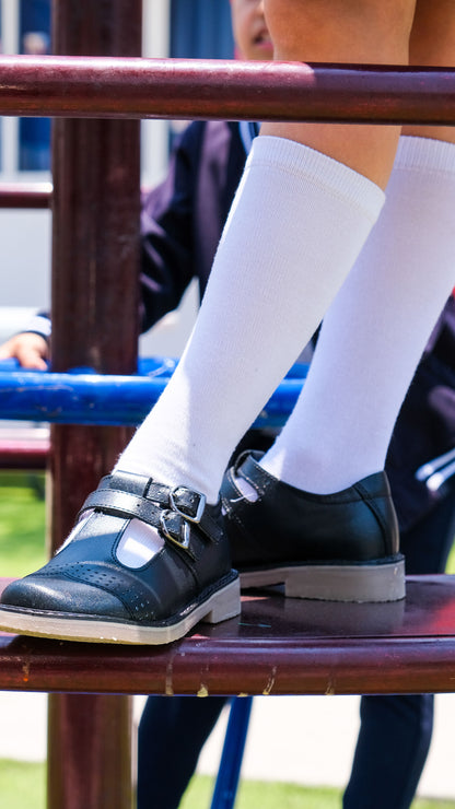 Zapato Escolar Niña 9553 Piel Negra Sula de Goma Lucy