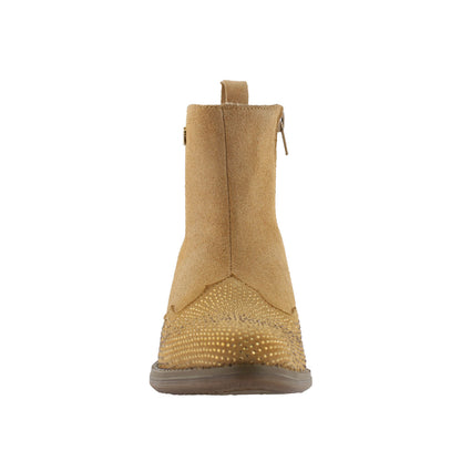 Botín Vaquero Mujer 96050 Gamuza Arena Brillos