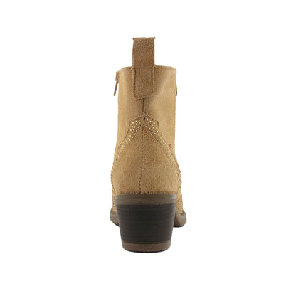 Botín Vaquero Mujer 96050 Gamuza Arena Brillos
