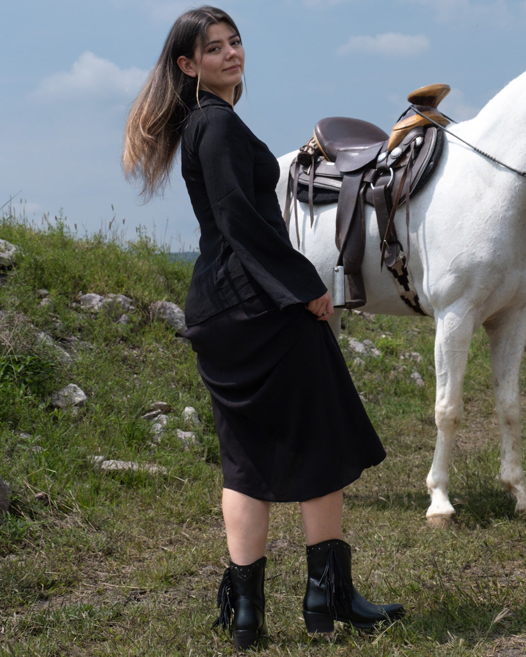 Botín Vaquero Mujer 96121 Davina Negro