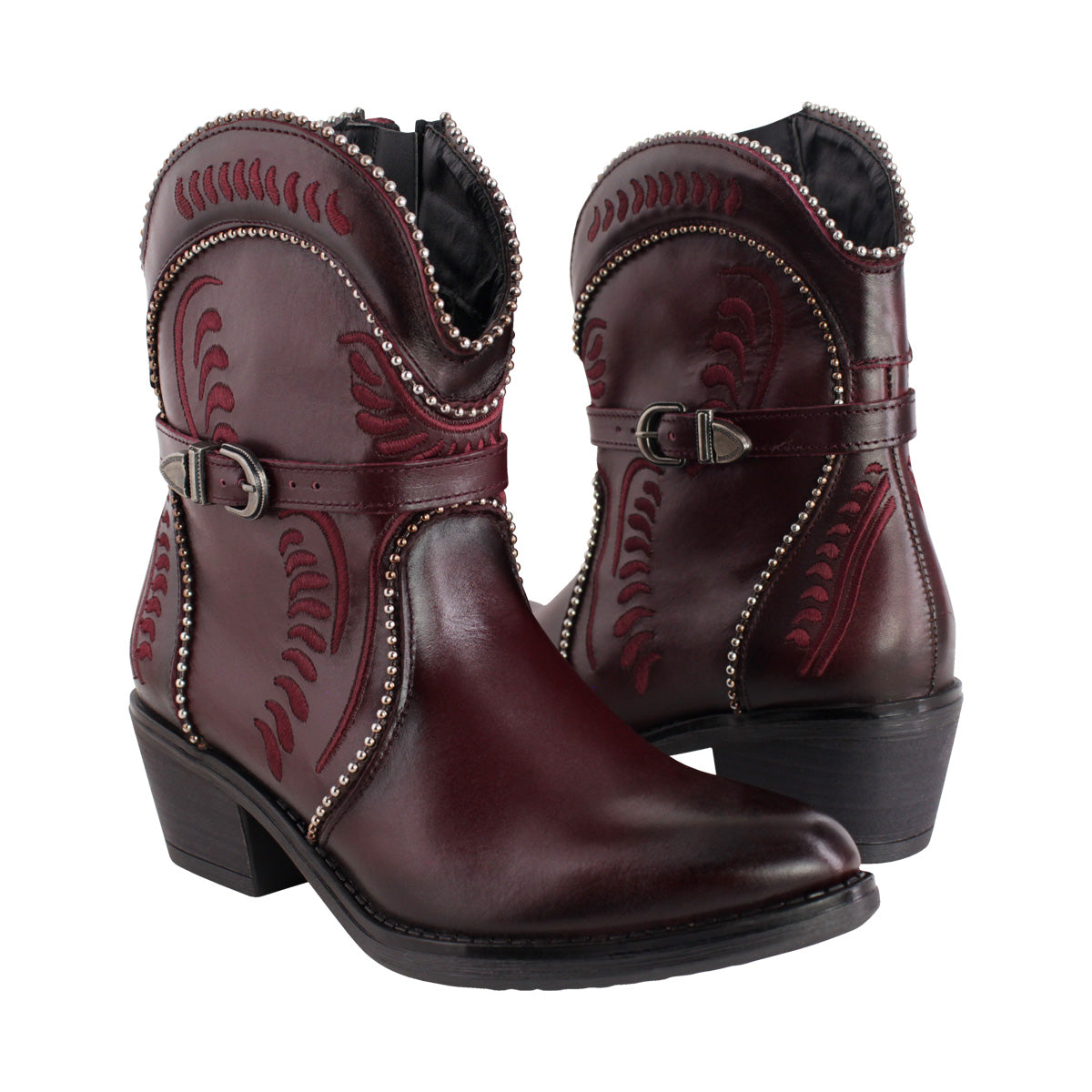 Bota Vaquera Dama 96150 Paulina Piel Vino