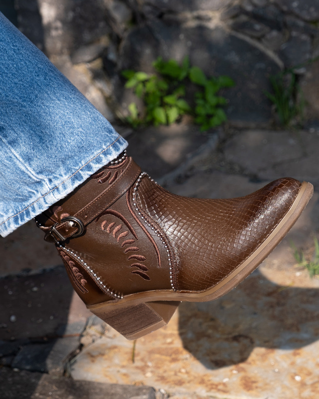 Botín Vaquero Mujer 96150 Davina Piel Café