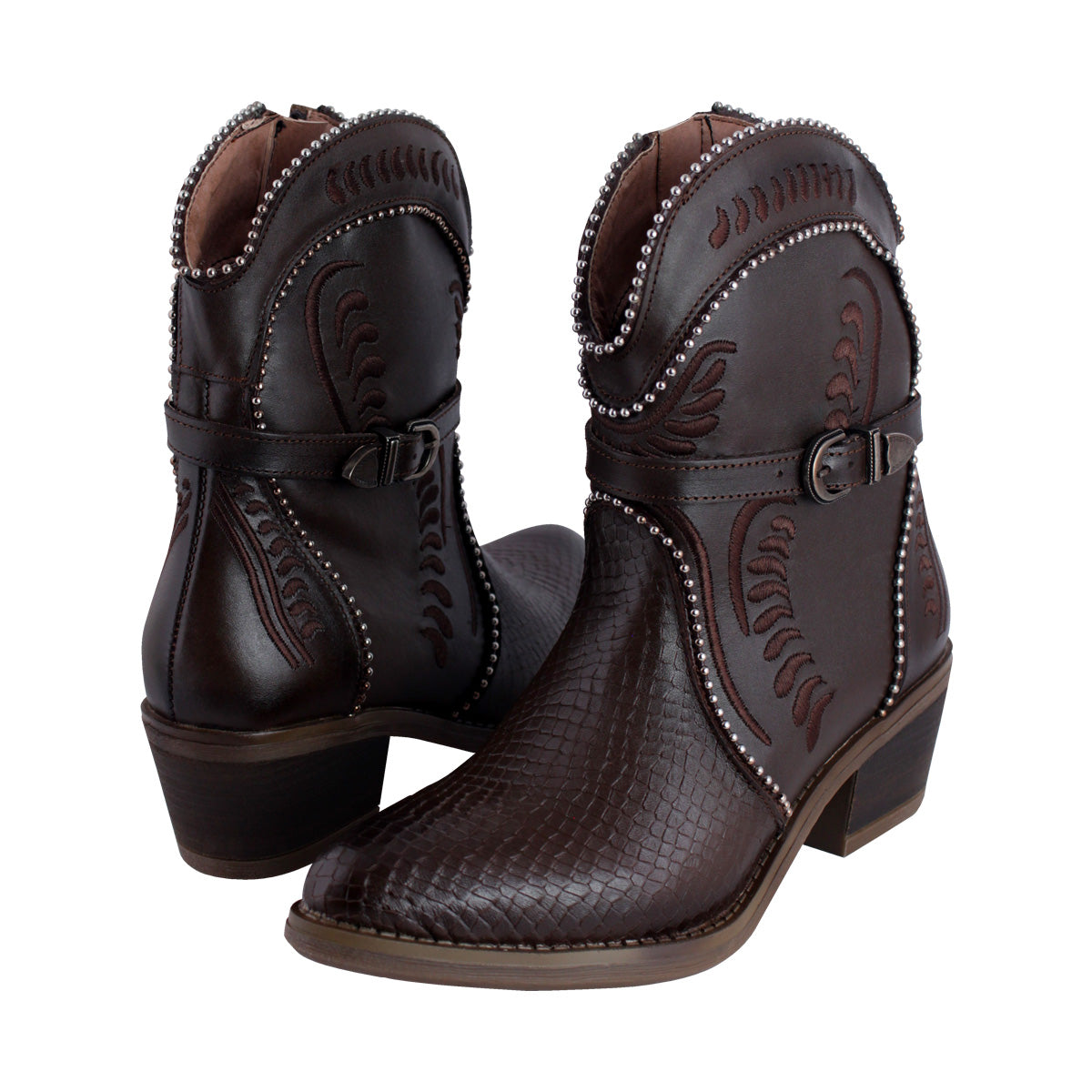 Botín Vaquero Mujer 96150 Davina Piel Café