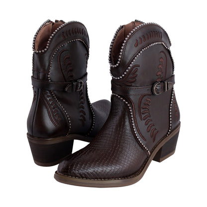 Botín Vaquero Mujer 96150 Davina Piel Café