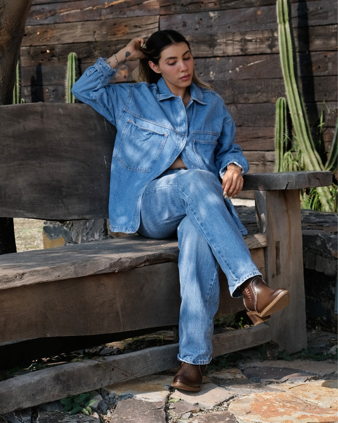 Botín Vaquero Mujer 96150 Davina Piel Café