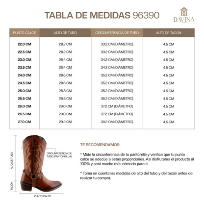 Bota Vaquera Mediana Mujer 96390 Piel Davina Café