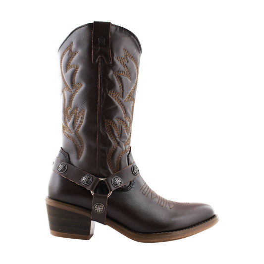 Bota Vaquera Dama 96390 Piel Davina Café Oscuro