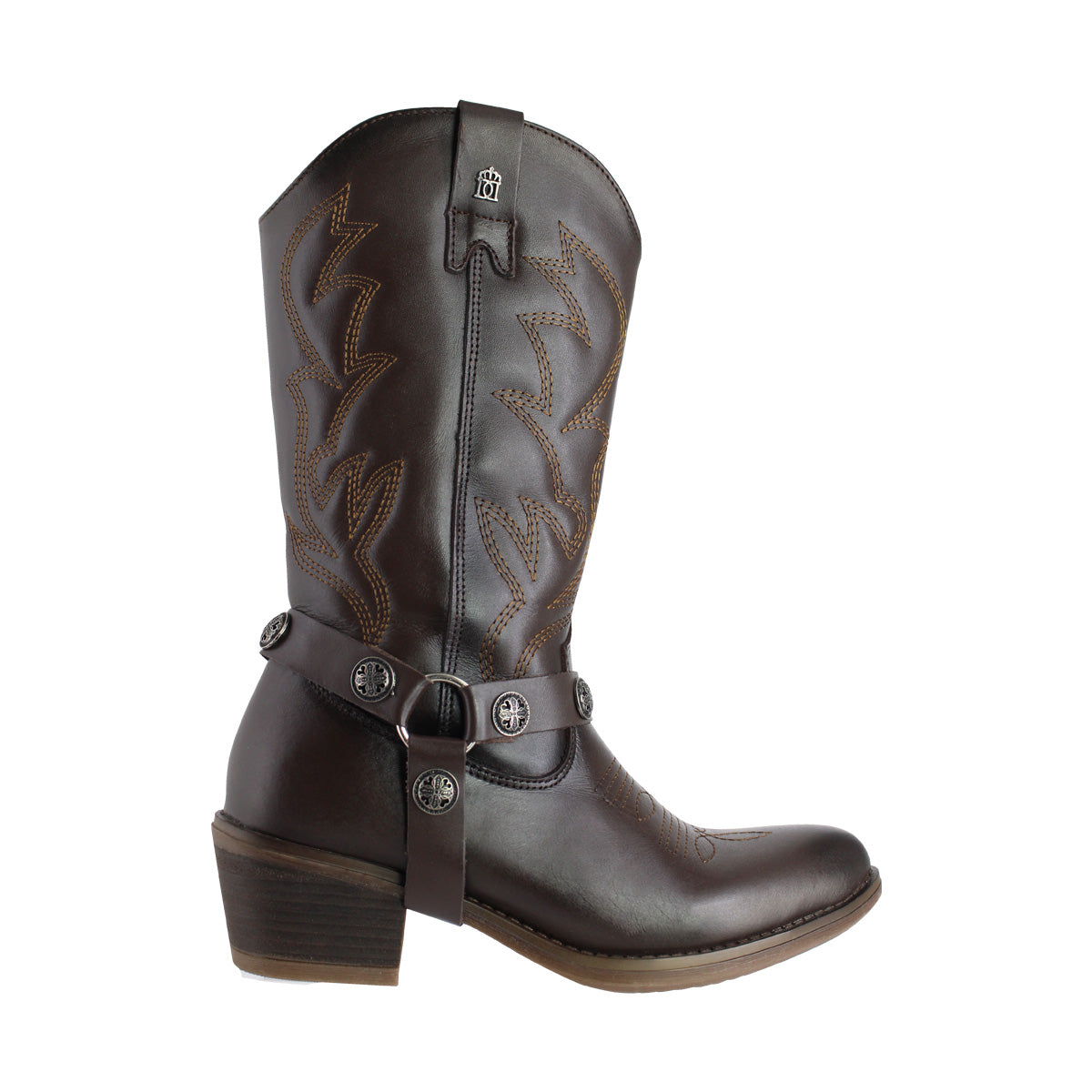 Bota Vaquera Mediana Mujer 96390 Piel Davina Café Oscuro