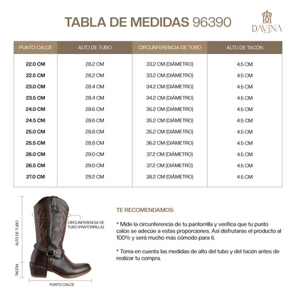 Bota Vaquera Mediana Mujer 96390 Piel Davina Café Oscuro