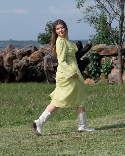 Bota Vaquera Mediana Mujer 96393 Davina Piel Marfil