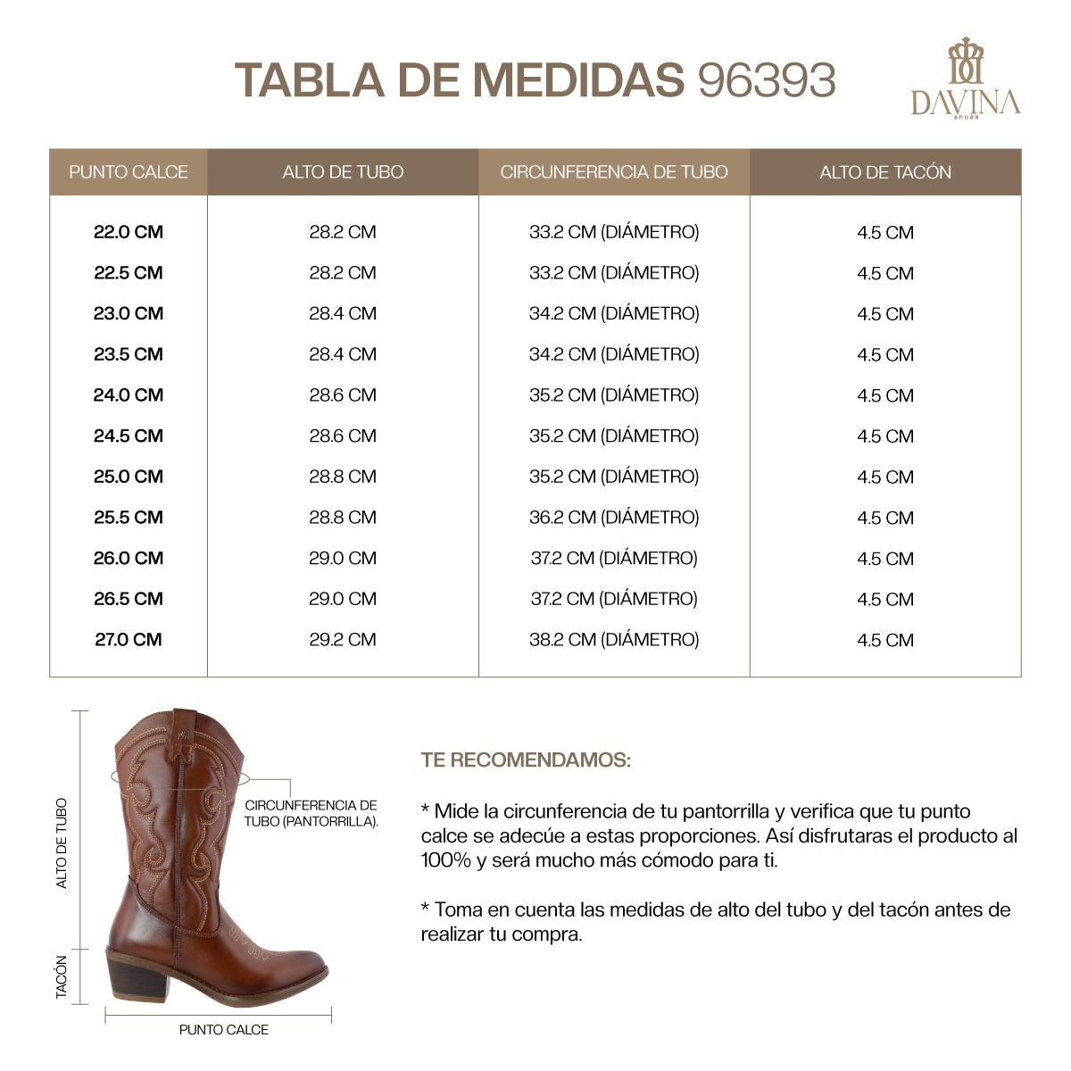 Bota Vaquera Mediana Mujer 96393 Davina Piel Shedrón