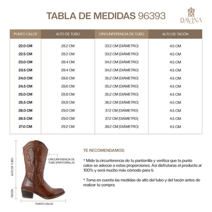 Bota Vaquera Mediana Mujer 96393 Davina Piel Shedrón