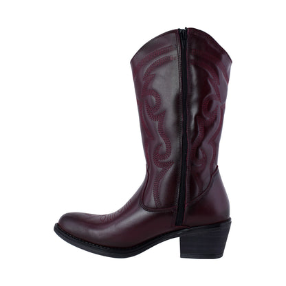 Bota Vaquera Mediana Mujer 96393 Davina Piel Vino