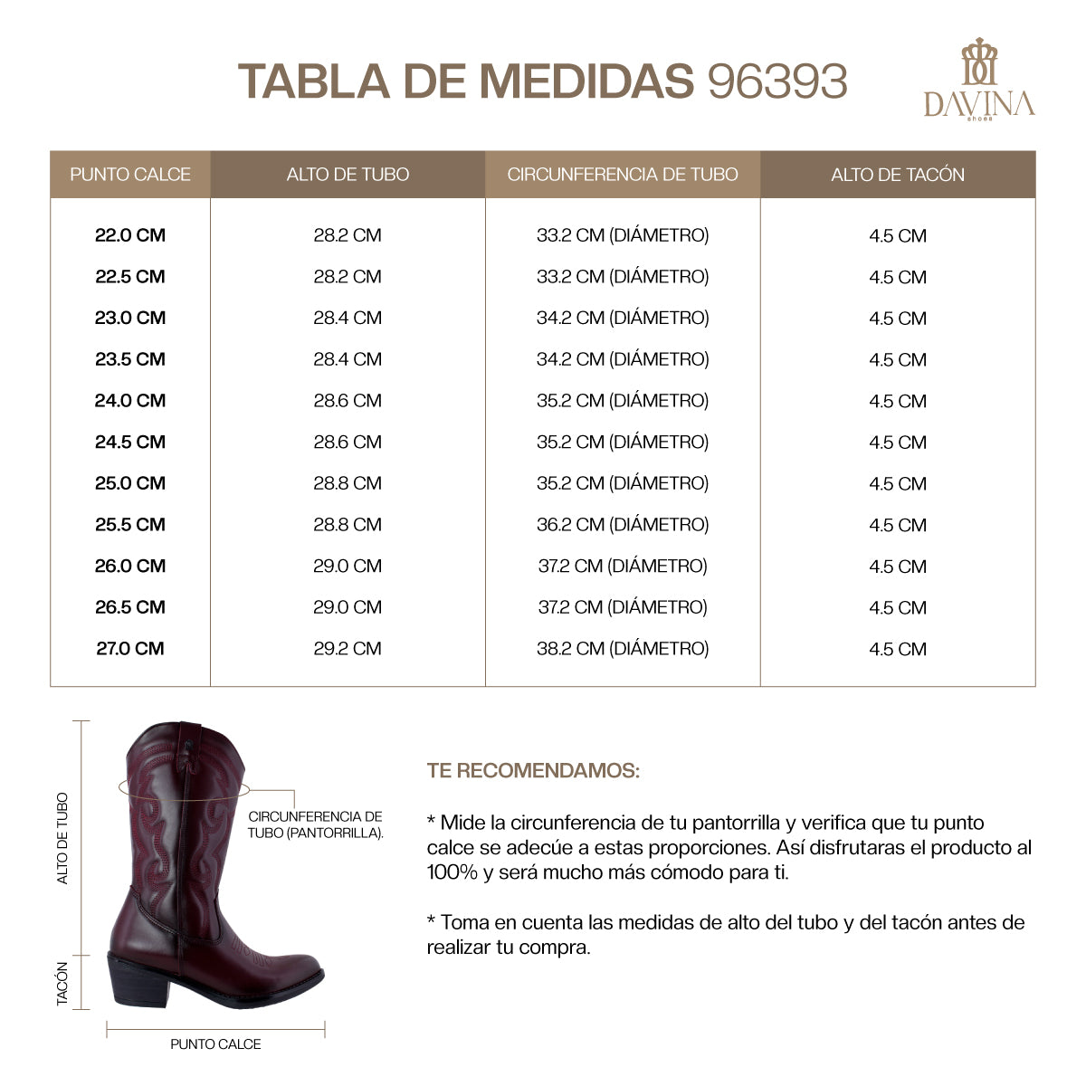 Bota Vaquera Mediana Mujer 96393 Davina Piel Vino