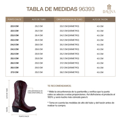 Bota Vaquera Mediana Mujer 96393 Davina Piel Vino