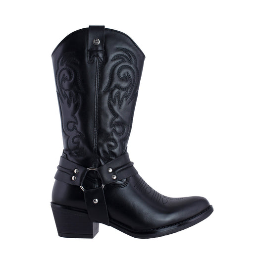 Bota Vaquera Mujer 96394 Davina Piel Negro con Estribo