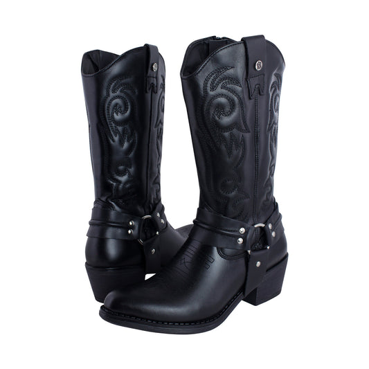 Bota Vaquera Mediana Mujer 96394 Davina Piel Negro con Estribo
