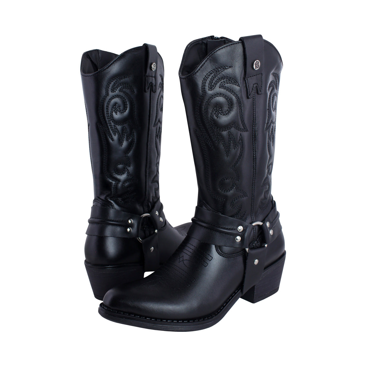 Bota Vaquera Mediana Mujer 96394 Davina Piel Negro con Estribo