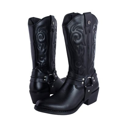 Bota Vaquera Mediana Mujer 96394 Davina Piel Negro con Estribo