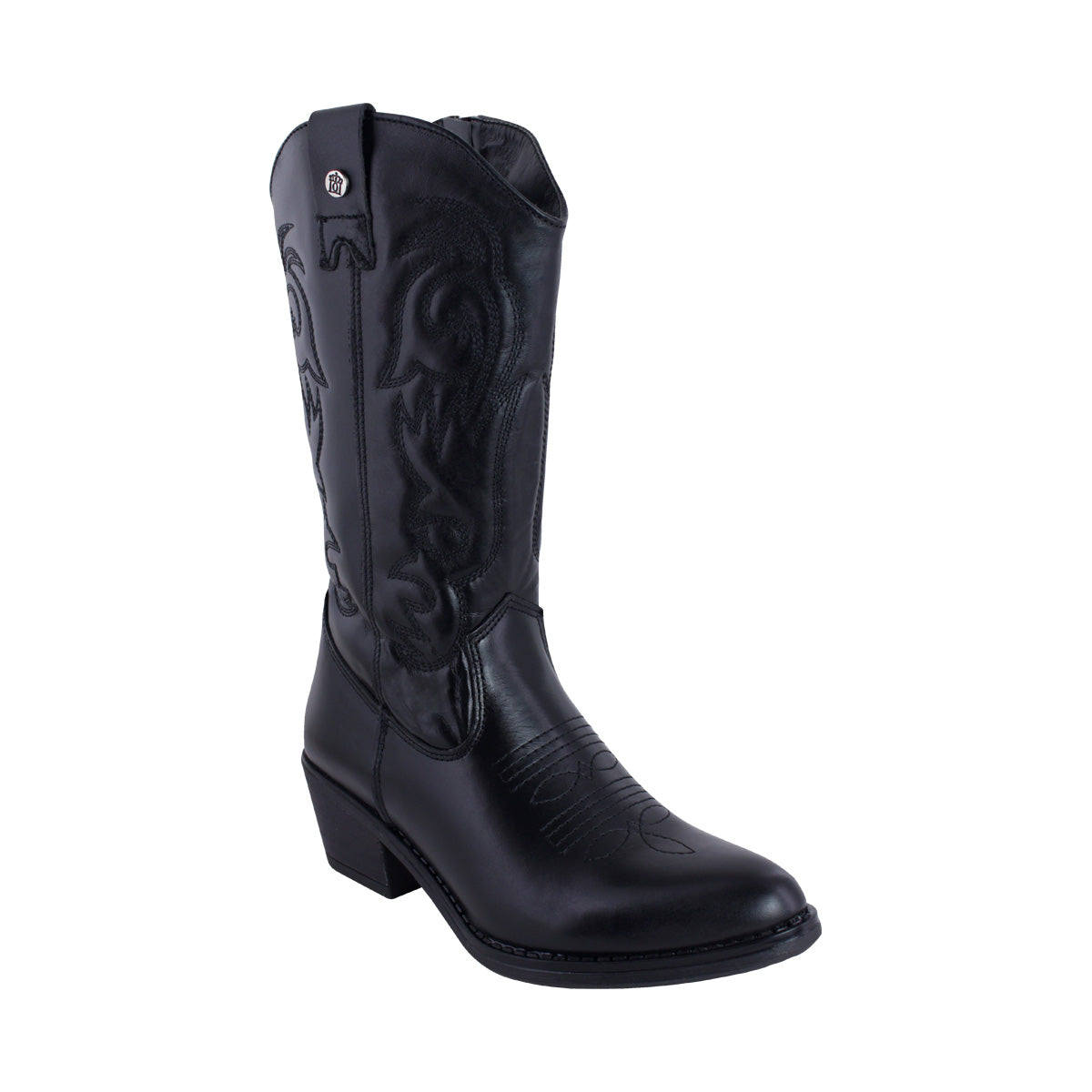 Bota Vaquera Mediana Mujer 96394 Davina Piel Negro con Estribo