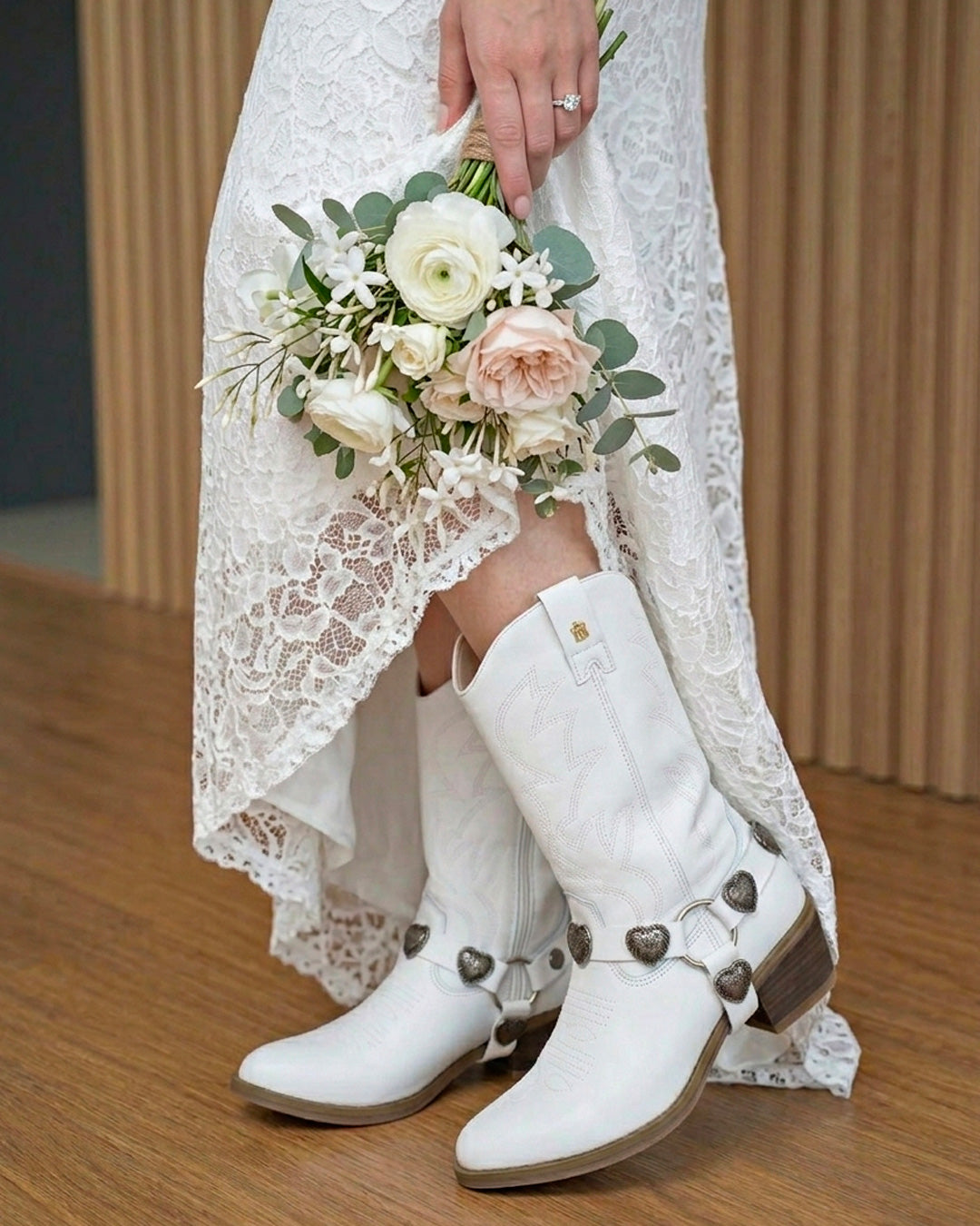 Bota Vaquera Dama 96395 Alondra Piel Blanca