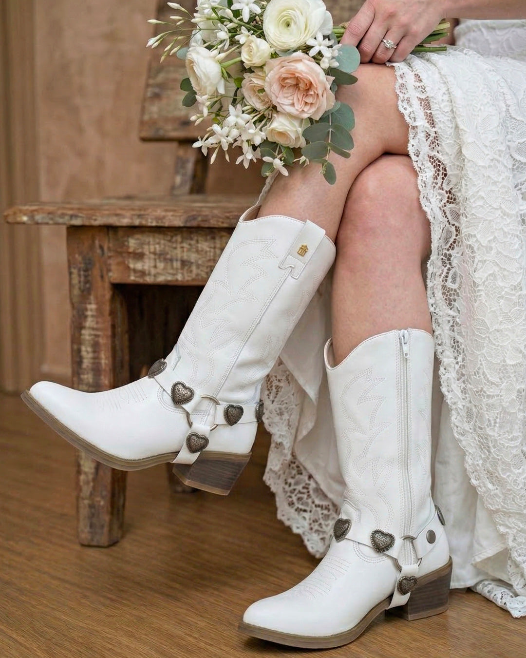Bota Vaquera Dama 96395 Alondra Piel Blanca