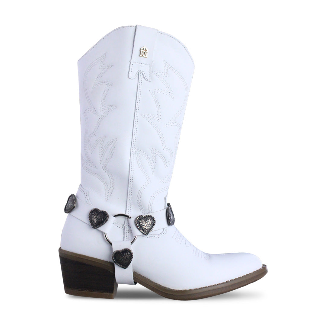 Bota Vaquera Mediana Mujer 96395 Alondra Piel Blanca