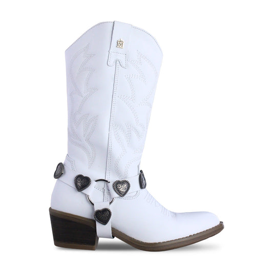 Bota Vaquera Dama 96395 Alondra Piel Blanca
