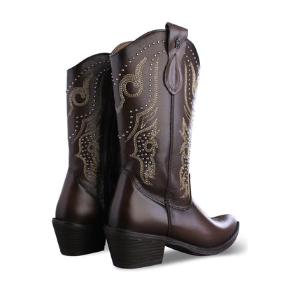 Bota Vaquera Mediana Mujer 96397 Davina Piel Brandy