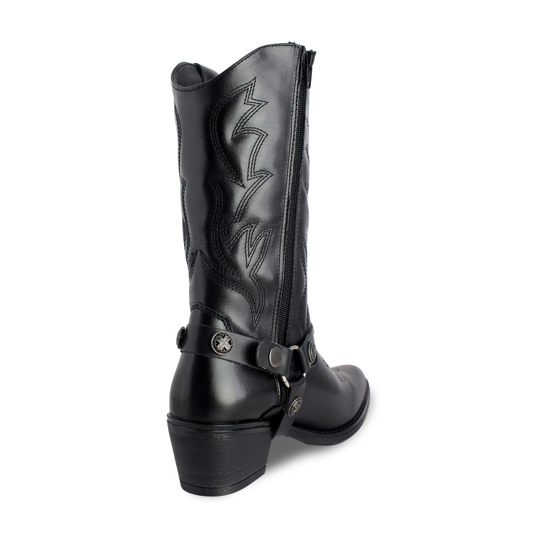 Bota Vaquera Mediana Mujer 96401 Davina Piel Negro