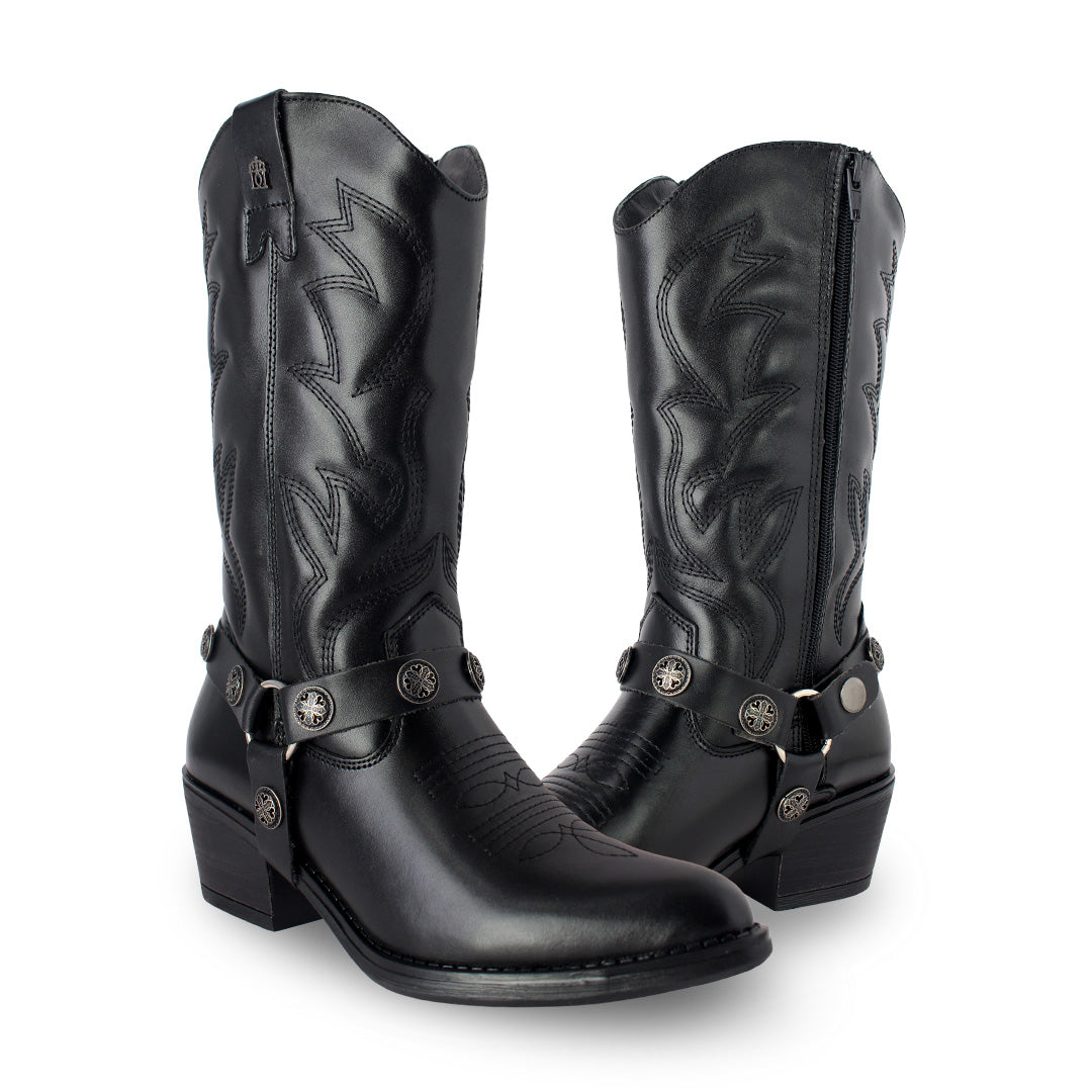Bota Vaquera Mediana Mujer 96401 Davina Piel Negro