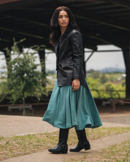 Bota Vaquera Mediana Mujer 96401 Davina Piel Negro